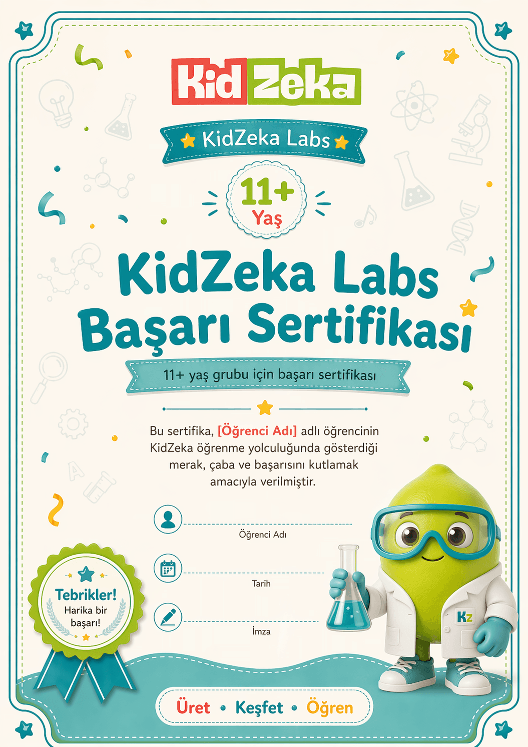 KidZeka Labs Başarı Sertifikası